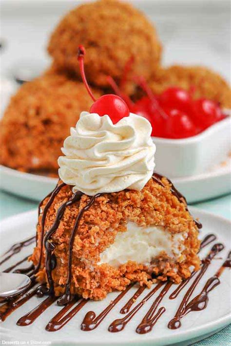 Deep fried ice cream - Heat the oil to 350ºF (180ºC) in a deep-fry machine or heavy-bottom saucepan over medium heat. While oil is heating, peel the bananas, remove the stringy parts that cling to the peeled fruit, and cut crosswise in half. Place the flour, eggs, and bread crumbs each in a separate bowl.